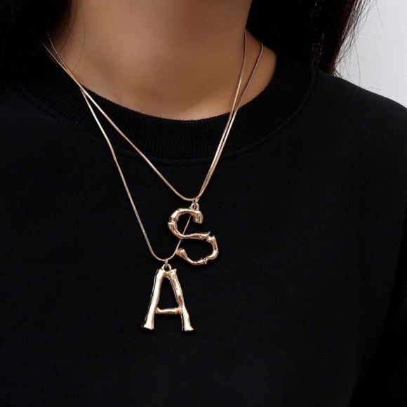 Blogger Fav Gold Bamboo Pendant Alphabet Necklace - Picture 3 of 7